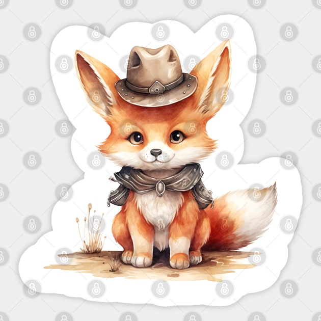 Red Fox Wearing a Cowboy Hat Sticker by Chromatic Fusion Studio